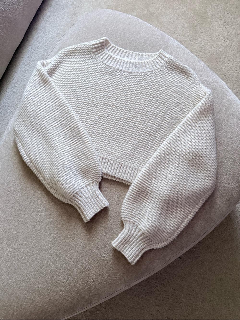 Cropped Knit Balloon Sleeve Sweater
